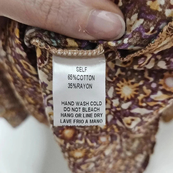 New! Easel Boho Printed Cotton Voile Top 1X - Picture 11 of 15